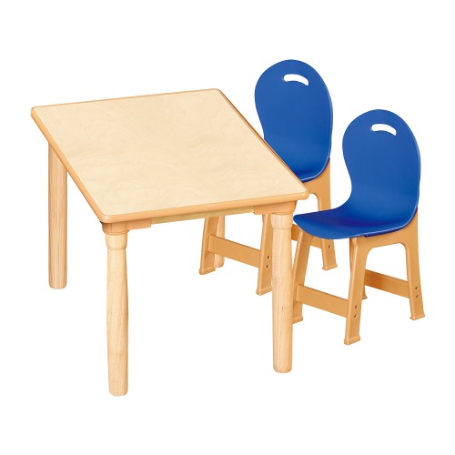 안전 자작합판 대형 사각 1조각 2인 책상의자세트(파랑 파스텔의자)
