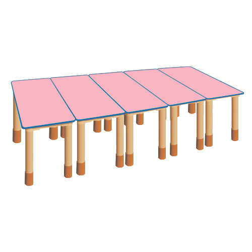 분홍 안전 사각5조각 높이조절 책상