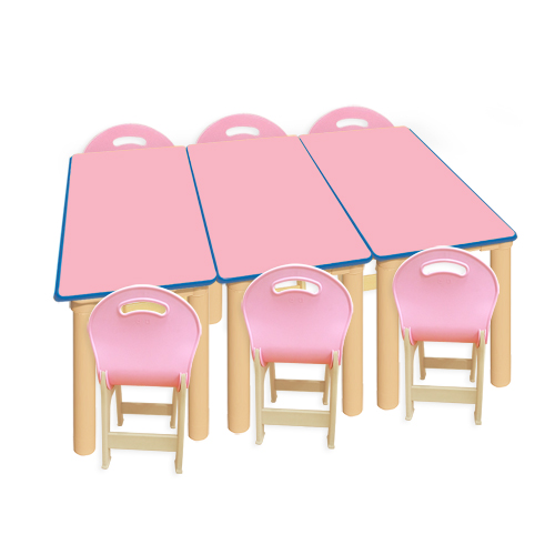 분홍 대형 안전 사각 6인 책상세트