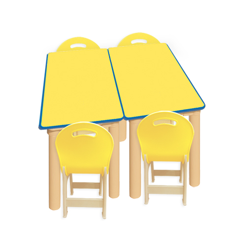 노랑 대형 안전 사각2조각 4인 책상세트