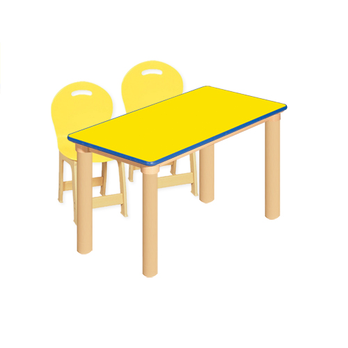 안전 노랑 사각1조각 2인 책상세트