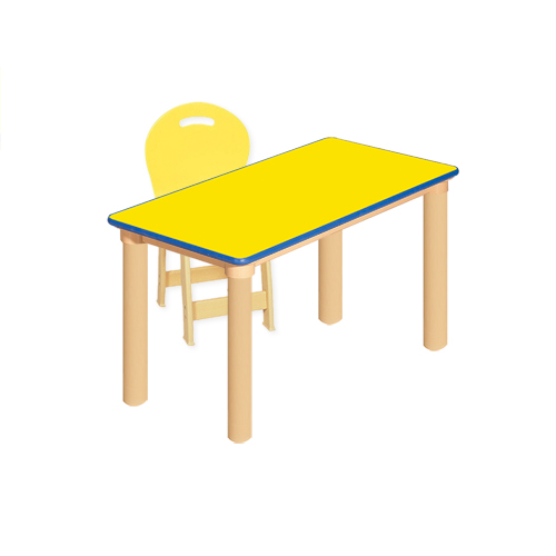 노랑 대형  안전  사각1조각 1인 책상세트