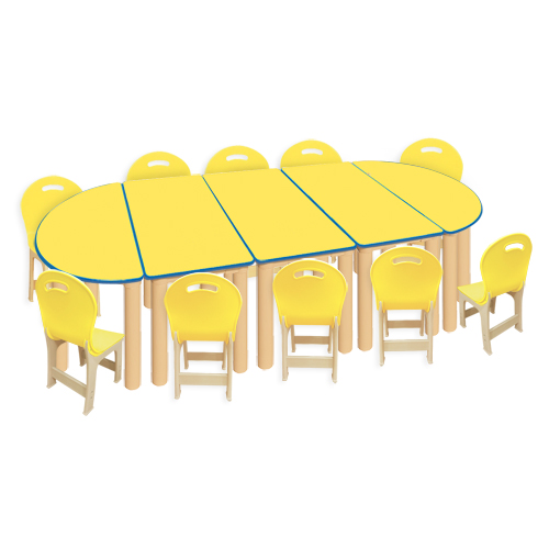 노랑 대형 안전  반달5조각 10인 책상세트
