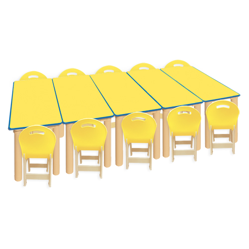 노랑 대형 안전  사각5조각 10인 책상세트