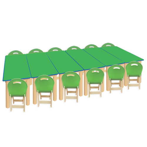 초록 대형 안전 사각6조각 12인 책상세트
